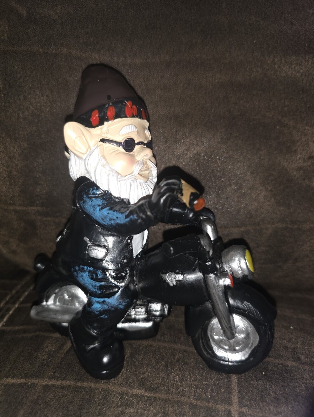 NEW Funny Biker Gnome Figurine Garden Bikers GNOMAD Motorcycle Statue 6”